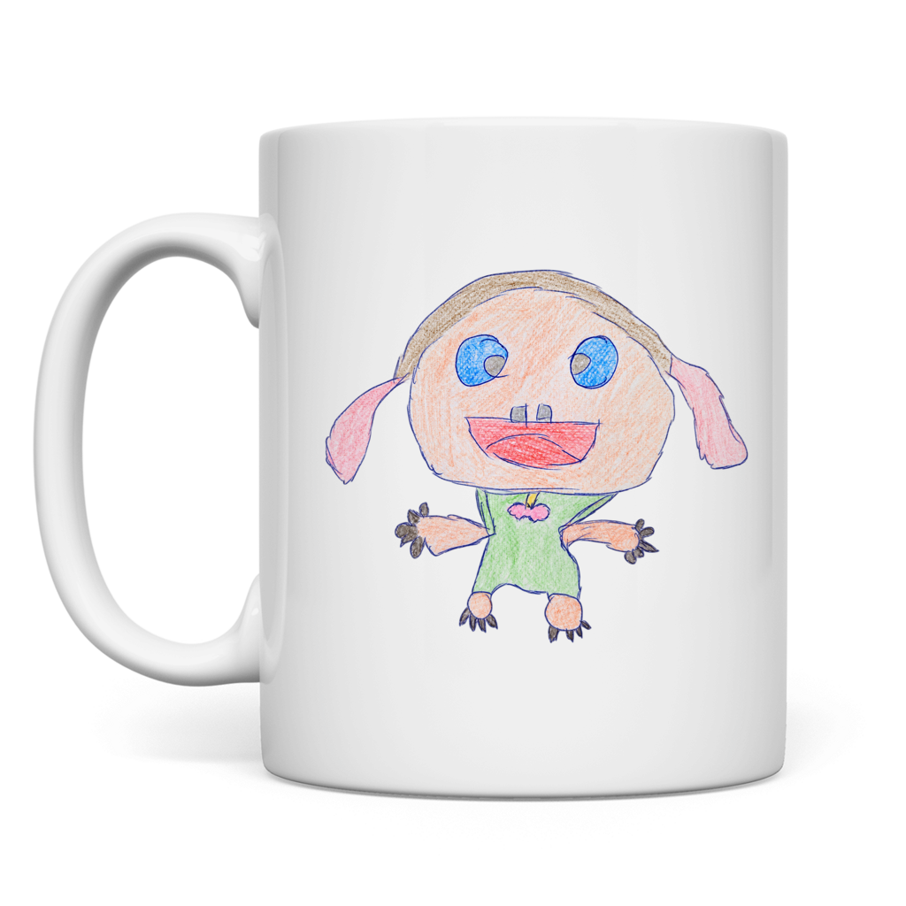 Fröhliches Fantasiewesen – weiße Tasse