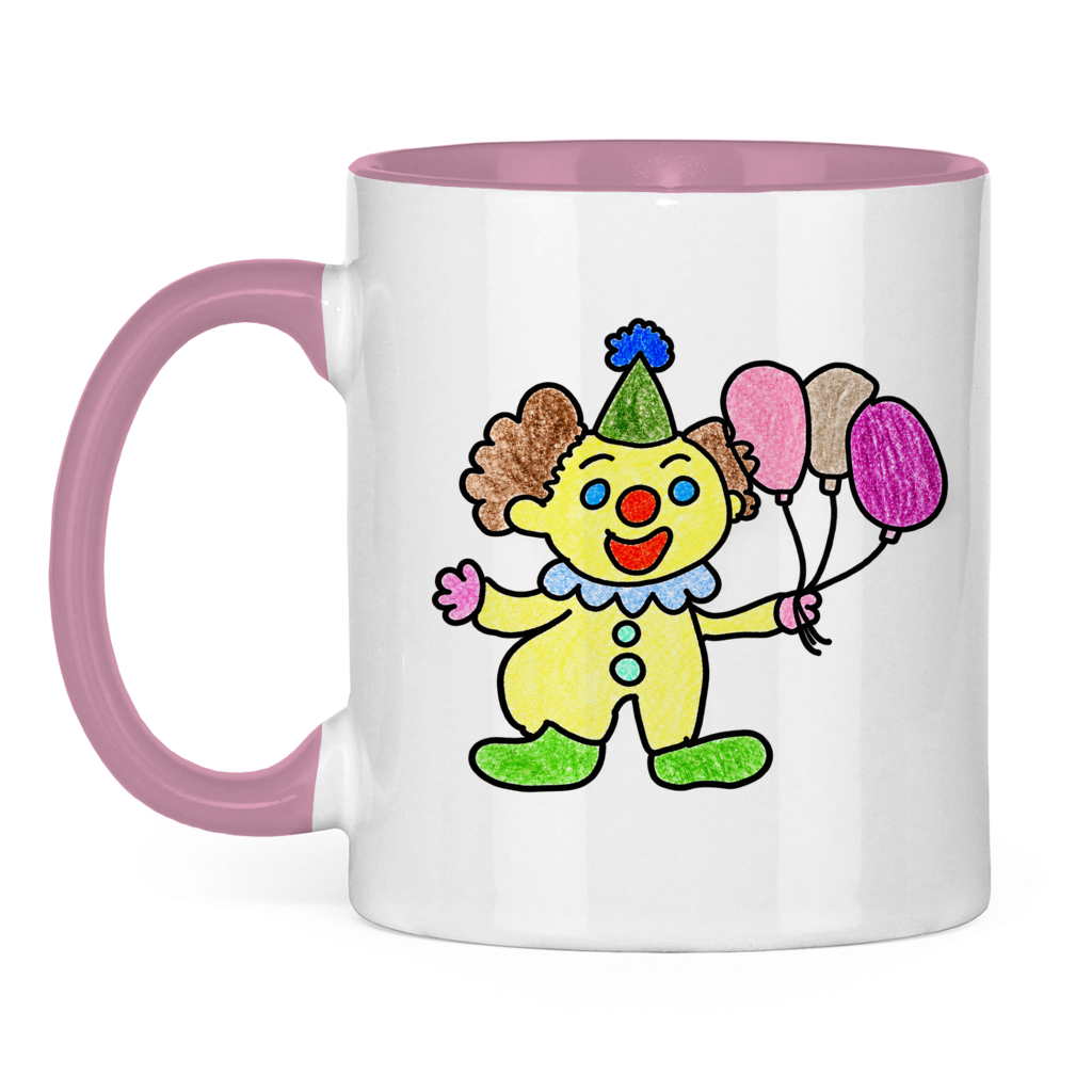 Clown – weiß-rosa Tasse