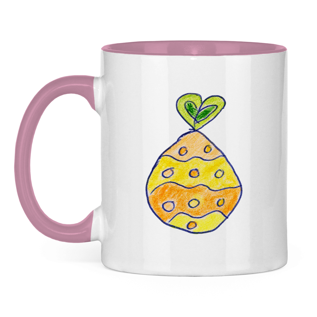 Osterei mit Schleife – weiß-rosa Tasse